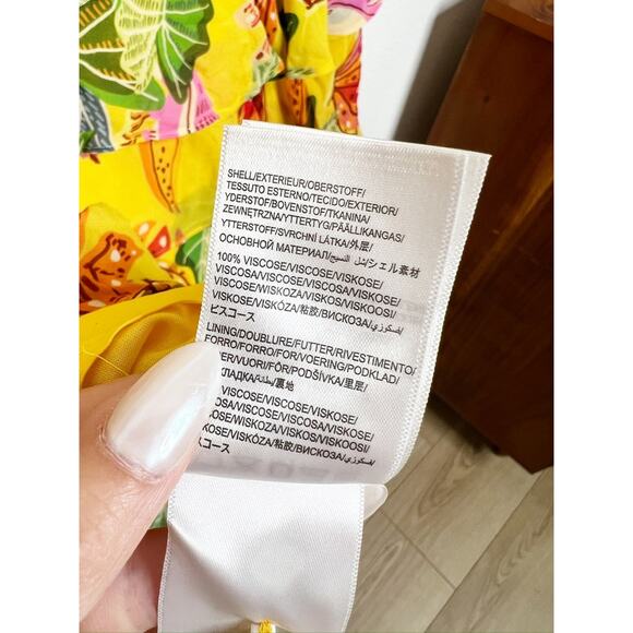 Farm Rio Yellow Beaks & Bananas Layered Ruffled Mini Dress Large - Picture 13 of 13